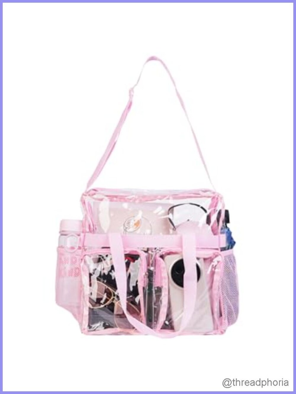 Clear Stadium Approved Tote Bag with Zipper Crossbody Adjustable Strap